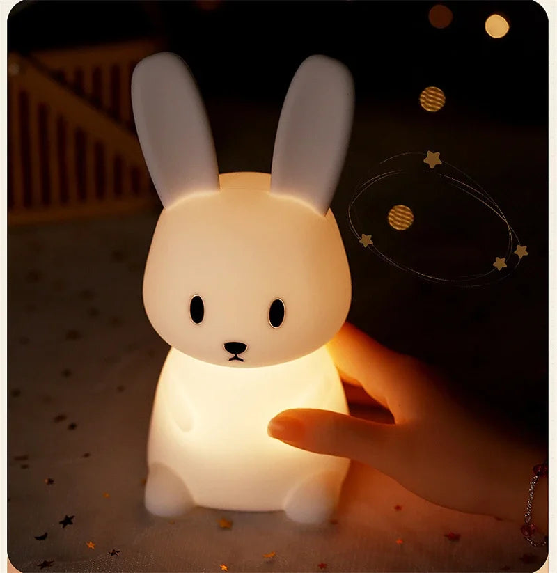 Cute Night Light Sea Lion Whale Rabbit Cat Silicone Night Lights Touch Sensor Rechargeable Bedroom Bedside Lamp For Kids Baby