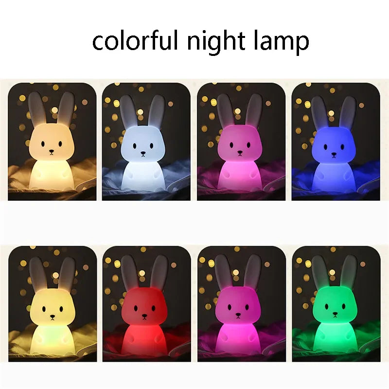 Cute Night Light Sea Lion Whale Rabbit Cat Silicone Night Lights Touch Sensor Rechargeable Bedroom Bedside Lamp For Kids Baby