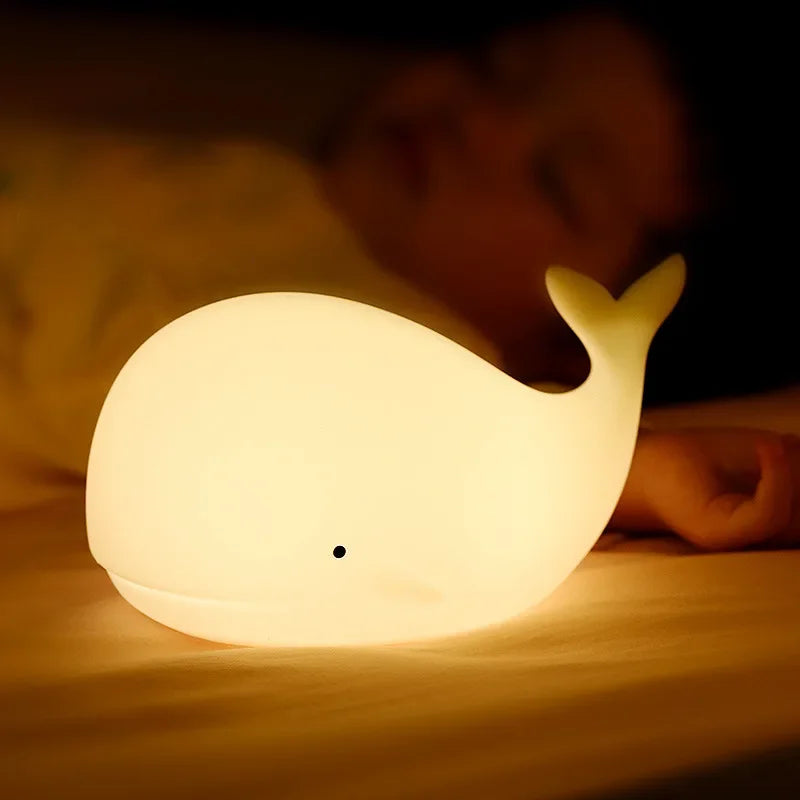 Cute Night Light Sea Lion Whale Rabbit Cat Silicone Night Lights Touch Sensor Rechargeable Bedroom Bedside Lamp For Kids Baby