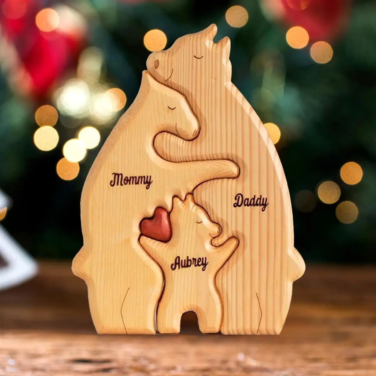 Personalized Custom Bear Family Wooden Puzzle