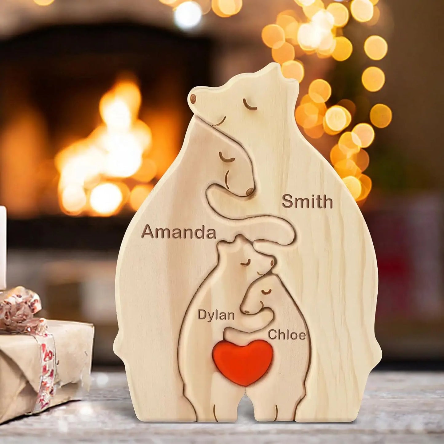 Personalized Custom Bear Family Wooden Puzzle