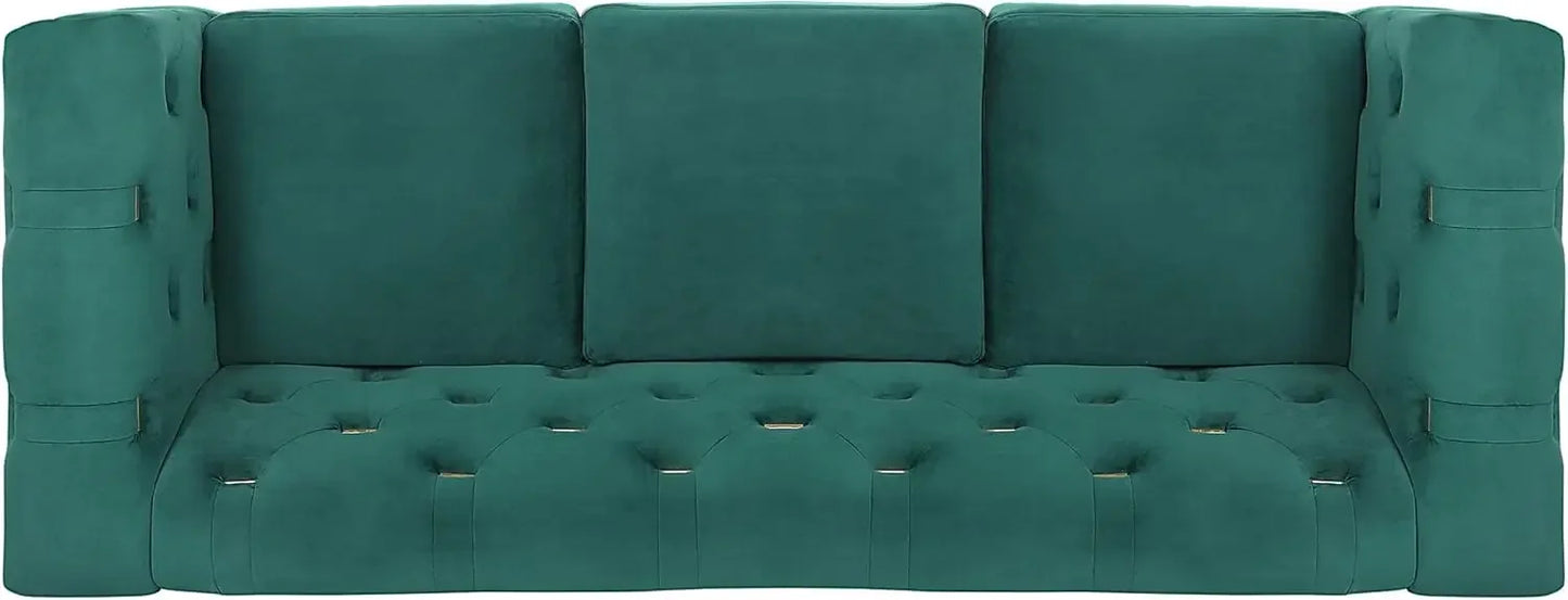 Velvet Button Tufted Upholstered Couch