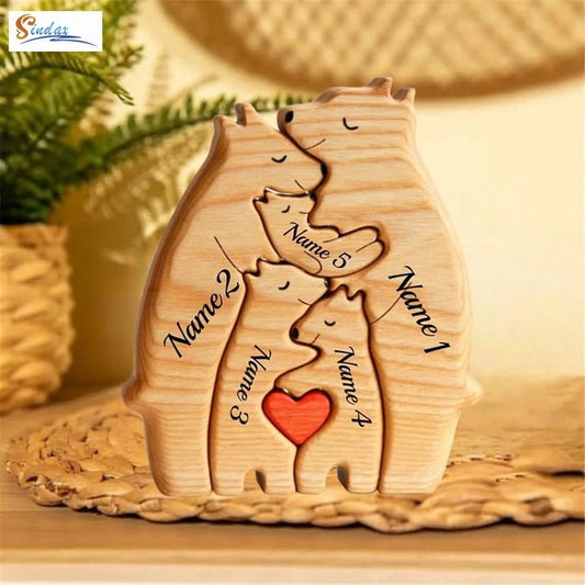 Personalized Custom Bear Family Wooden Puzzle