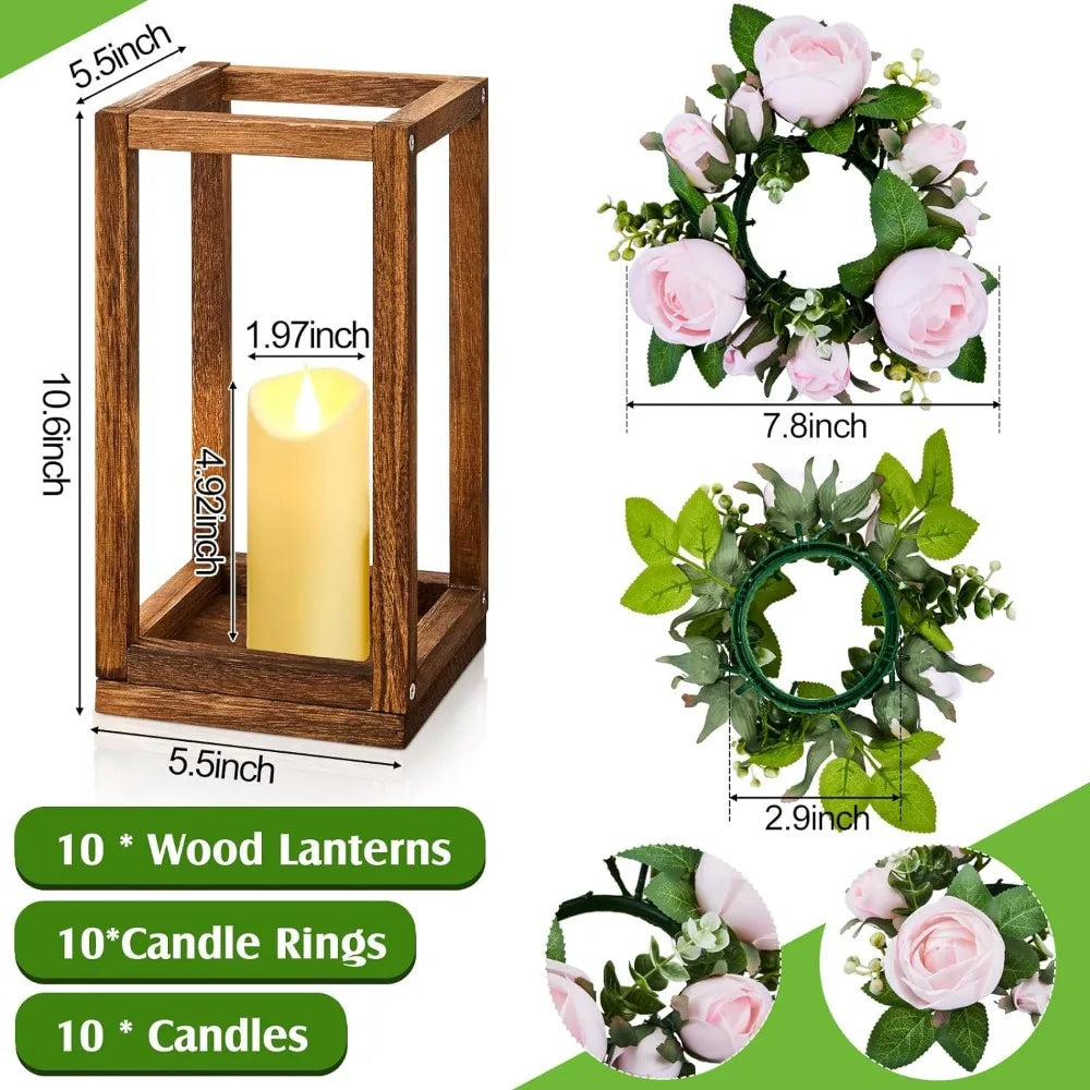 30 Pcs Eucalyptus Wedding Lanterns Centerpiece